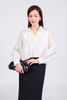 FAS73823 - Áo sơ mi công sở vải tơ dáng sông cổ đức xẻ V gấu xếp nhún tạo kiểu gấu đuôi tôm thời trang - PANTIO
