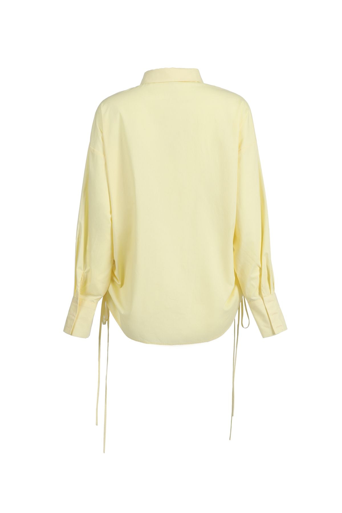 FAS73896 - Áo sơ mi dáng suông, cổ đức, nẹp cài khuy, vai trễ, rút dây buộc eo, túi ốp ngực 1 bên, gấu đuôi tôm, tay dài măng séc cài - JAN.