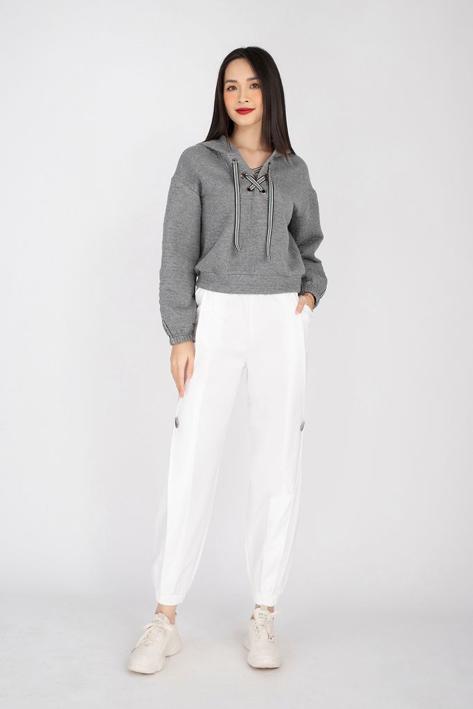 Áo hoodie dáng ngắn chất liệu cotton có mũ dài tay FAS93145 - PANTIO