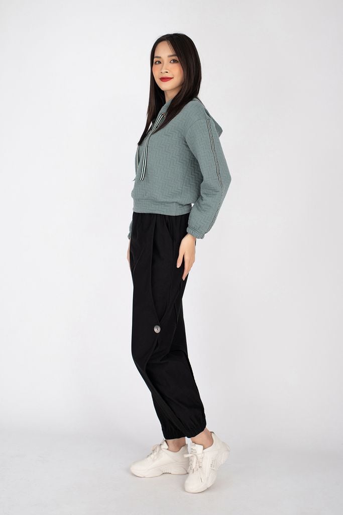 Áo hoodie dáng ngắn chất liệu cotton có mũ dài tay FAS93145 - PANTIO