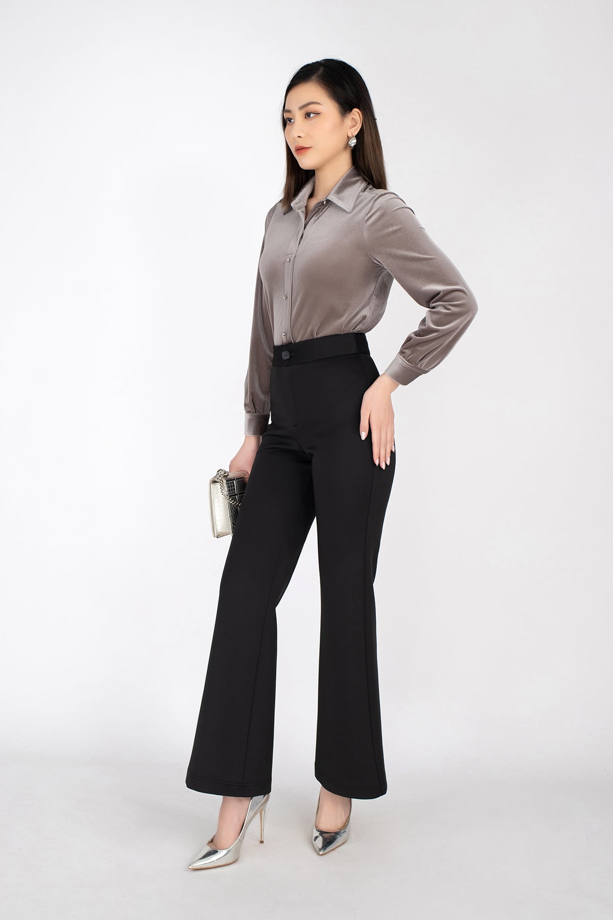 FAS93149 - Áo sơ mi chất liệu vải nhung cổ đức dài tay - PANTIO