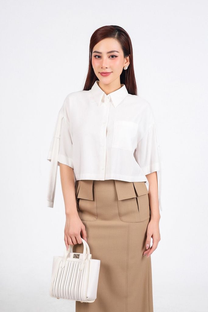 FJD51263 - Chân váy công sở vải tup xy dáng bút chì hoạ tiết túi thời trang khoá thân sau - PANTIO