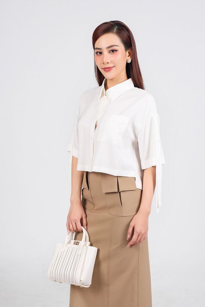 FJD51263 - Chân váy công sở vải tup xy dáng bút chì hoạ tiết túi thời trang khoá thân sau - PANTIO