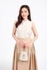 FJD51299 - Chân váy công sở vải linen dáng suông thân váy xếp nhún tạo xoè khóa thân sau - PANTIO