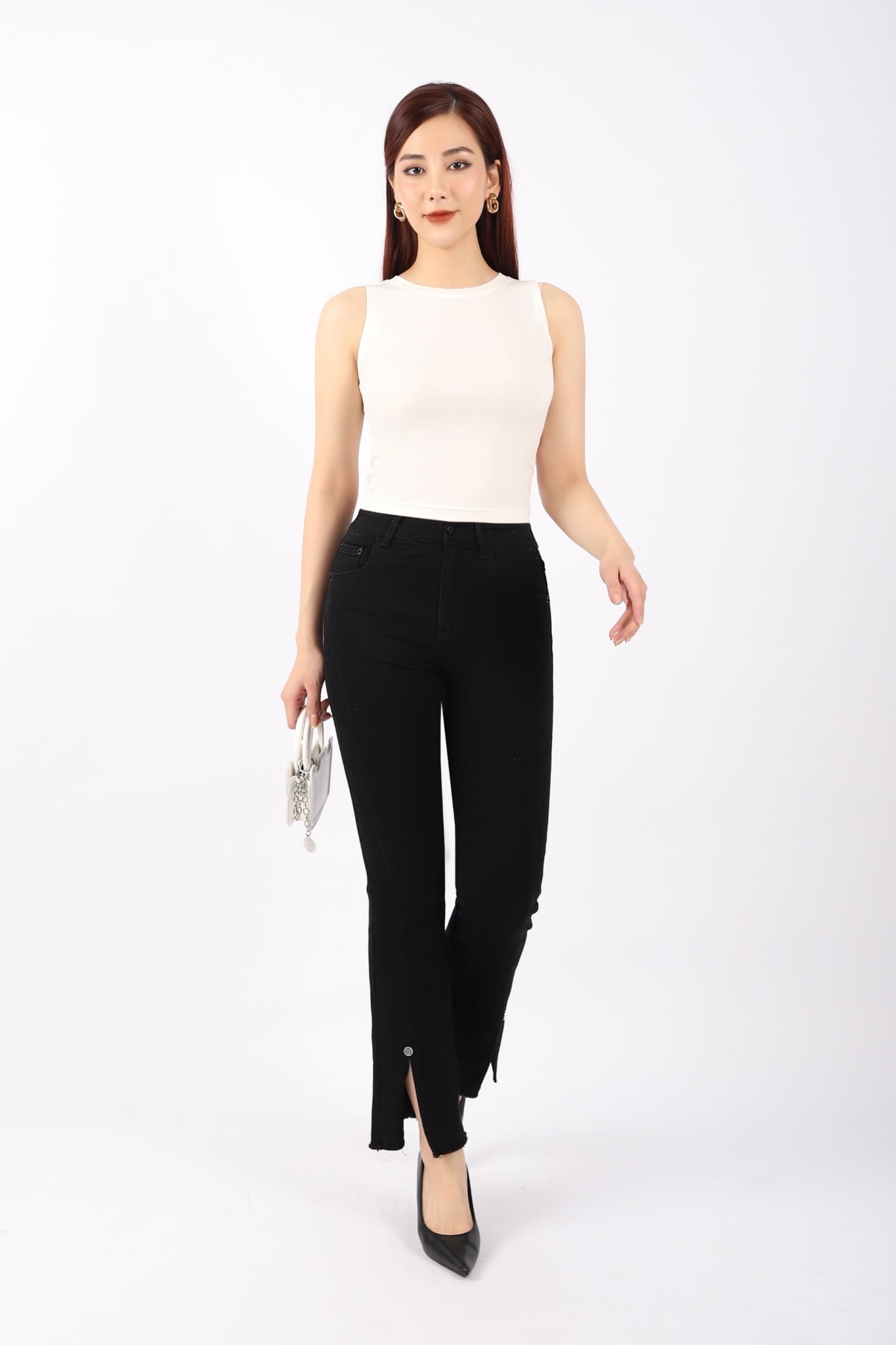 FAT1332 - Áo thun dạo phố vải cotton dáng croptop cổ tròn không tay - PANTIO