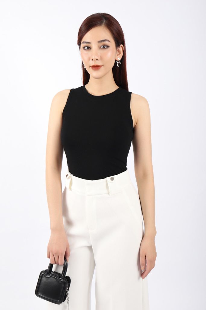 FAT1332 - Áo thun dạo phố vải cotton dáng croptop cổ tròn không tay - PANTIO