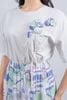 FAT1445 - Áo thun cao cấp vải cotton dáng suông cổ tròn tay lửng thân áo đính hoa 3D tạo kiểu - PANTIO