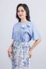 FAT1445 - Áo thun cao cấp vải cotton dáng suông cổ tròn tay lửng thân áo đính hoa 3D tạo kiểu - PANTIO