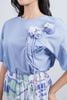FAT1445 - Áo thun cao cấp vải cotton dáng suông cổ tròn tay lửng thân áo đính hoa 3D tạo kiểu - PANTIO