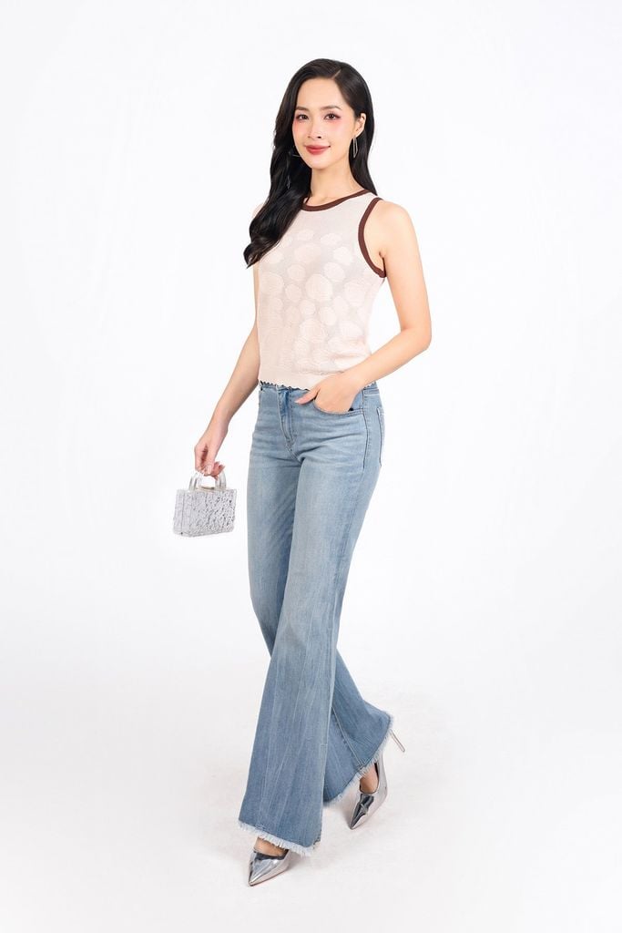FAT1449 - Áo thun vải len cổ tròn không tay thân áo hoạ tiết thời trang gấu áo bo chun co giãn - PANTIO
