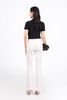 FAT1456 - Áo thun vải len dáng croptop cổ xẻ V tay cộc thân áo phối viền xích thời trang - PANTIO