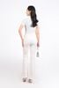 FAT1456 - Áo thun vải len dáng croptop cổ xẻ V tay cộc thân áo phối viền xích thời trang - PANTIO