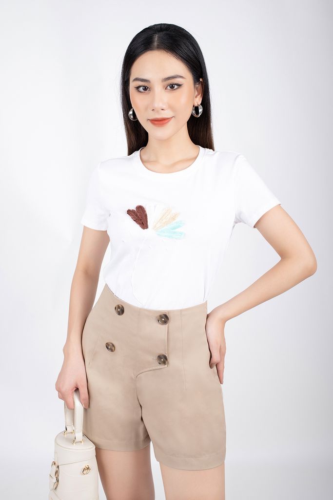 FQN3312 - Quần short dạo phố vải kaki dáng suông trang trí hai hàng khuy - PANTIO