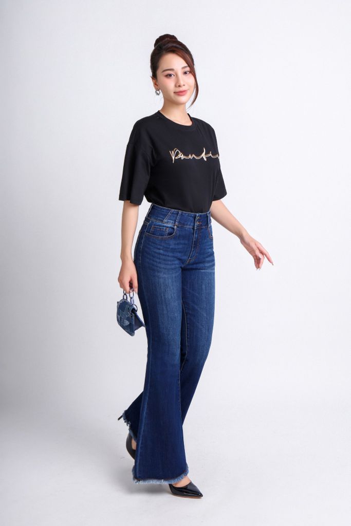 FAT3353 - Áo thun dạo phố vải cotton dáng suông cổ tròn phối hình in thân ngực trang trí - PANTIO