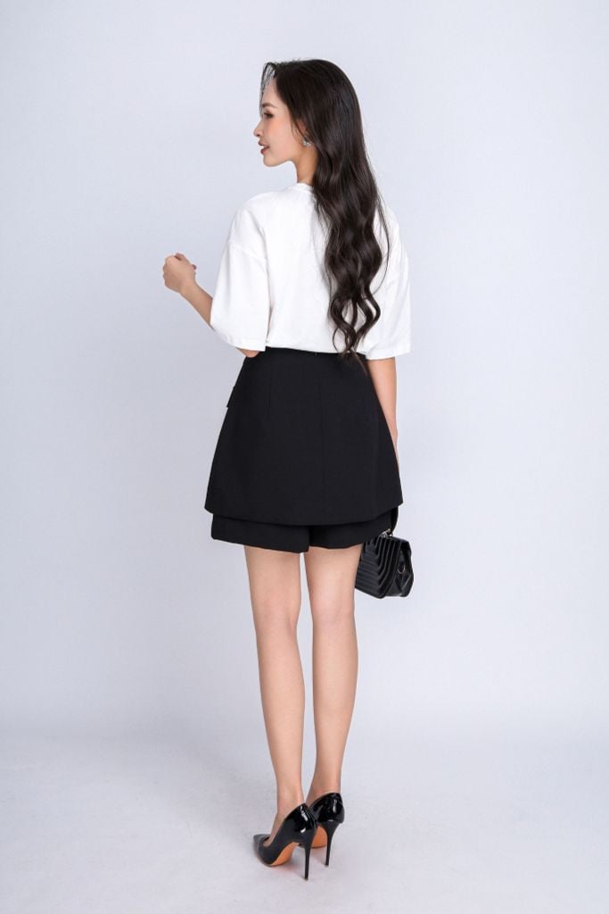 FAT3353 - Áo thun dạo phố vải cotton dáng suông cổ tròn phối hình in thân ngực trang trí - PANTIO