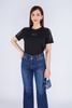 FAT3355 - Áo thun dạo phố vải cotton dáng suông cổ tròn tay phối ren tạo kiểu thân đính tag chữ kim loại trang trí - PANTIO