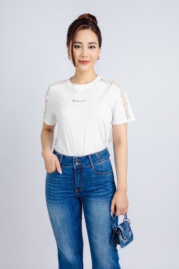 FQB168 - Quần jean cao cấp vải denim dáng loe ống vẩy gấu rút tua rua tạo kiểu - PANTIO