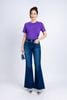 FAT3355 - Áo thun dạo phố vải cotton dáng suông cổ tròn tay phối ren tạo kiểu thân đính tag chữ kim loại trang trí - PANTIO