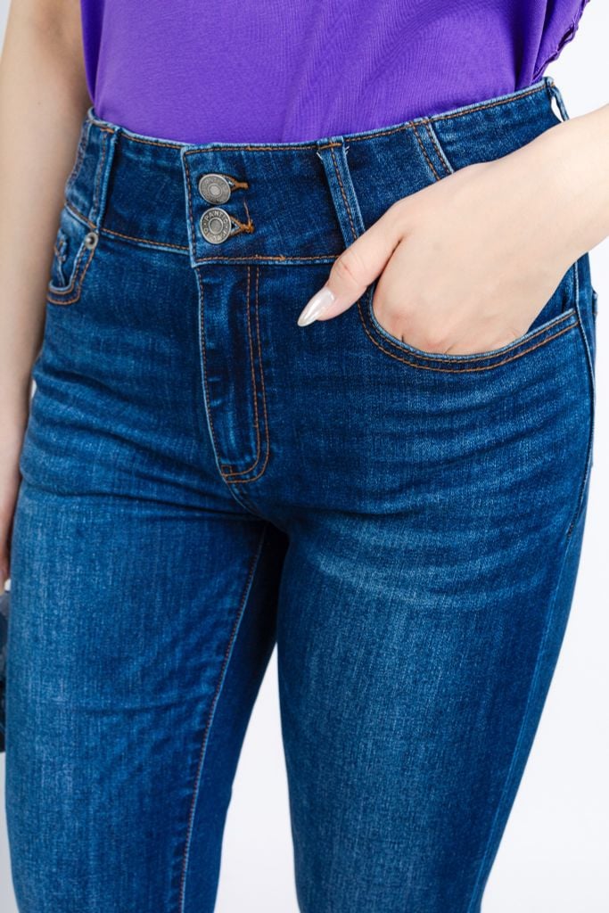 FQB168 - Quần jean cao cấp vải denim dáng loe ống vẩy gấu rút tua rua tạo kiểu - PANTIO