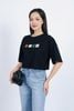 FAT3356 - Áo thun vải Cotton dáng croptop tay lửng ngực áo in hoạ tiết trang trí - PANTIO