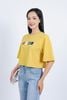 FAT3356 - Áo thun vải Cotton dáng croptop tay lửng ngực áo in hoạ tiết trang trí - PANTIO