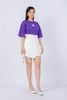 FAT3357 - Áo thun dạo phố vải cotton dáng croptop suông rộng cổ tròn tay lỡ thân ngực phối hình in trang trí - PANTIO