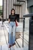 FQB160 - Quần Jean cao cấp vải Denim dáng loe ống vẩy kèm dây xích tạo kiểu - PANTIO