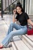 FAT3367 - Áo thun dạo phố vải cotton dáng croptop cổ tròn sườn phối dây rút nhún tạo kiểu - PANTIO