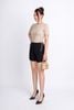 FAT3367 - Áo thun dạo phố vải cotton dáng croptop cổ tròn sườn phối dây rút nhún tạo kiểu - PANTIO