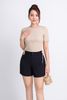 FAT3367 - Áo thun dạo phố vải cotton dáng croptop cổ tròn sườn phối dây rút nhún tạo kiểu - PANTIO