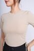 FAT3367 - Áo thun dạo phố vải cotton dáng croptop cổ tròn sườn phối dây rút nhún tạo kiểu - PANTIO
