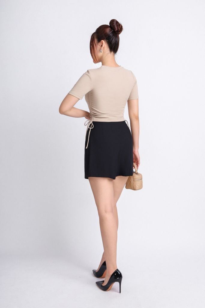 BQN33062 - Quần short dạo phố vải thô dáng suông ống rộng có túi hai bên hông - PANTIO