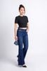 FQB168 - Quần jean cao cấp vải denim dáng loe ống vẩy gấu rút tua rua tạo kiểu - PANTIO