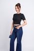 FQB168 - Quần jean cao cấp vải denim dáng loe ống vẩy gấu rút tua rua tạo kiểu - PANTIO