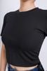 FAT3367 - Áo thun dạo phố vải cotton dáng croptop cổ tròn sườn phối dây rút nhún tạo kiểu - PANTIO