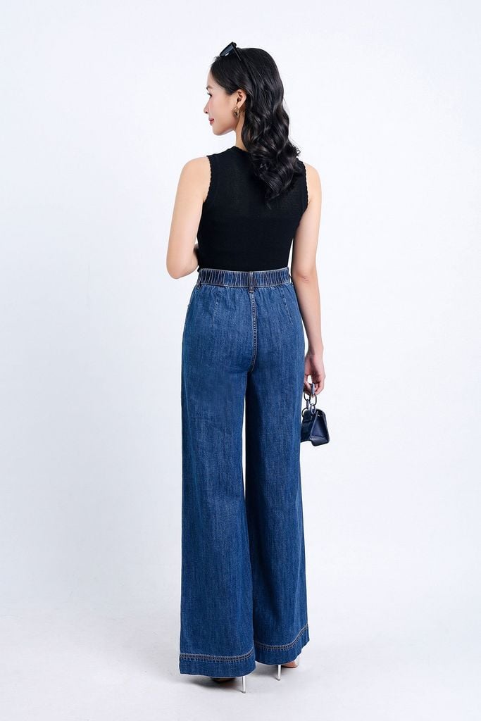 FAT3376 - Áo len cao cấp dáng ôm cổ tròn không tay cổ áo đính khuy trang trí - PANTIO