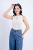 FAT3376 - Áo len cao cấp dáng ôm cổ tròn không tay cổ áo đính khuy trang trí - PANTIO