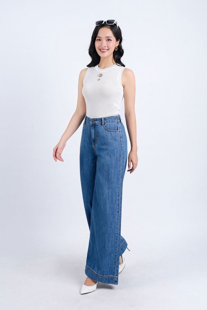 FAT3376 - Áo len cao cấp dáng ôm cổ tròn không tay cổ áo đính khuy trang trí - PANTIO