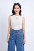 FAT3376 - Áo len cao cấp dáng ôm cổ tròn không tay cổ áo đính khuy trang trí - PANTIO