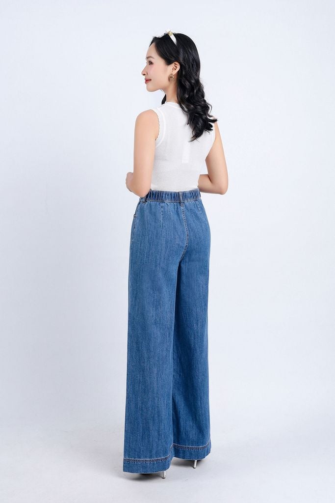 FQD51035 - Quần công sở vải cotton dáng suông dài ống rộng khoá thân trước - PANTIO