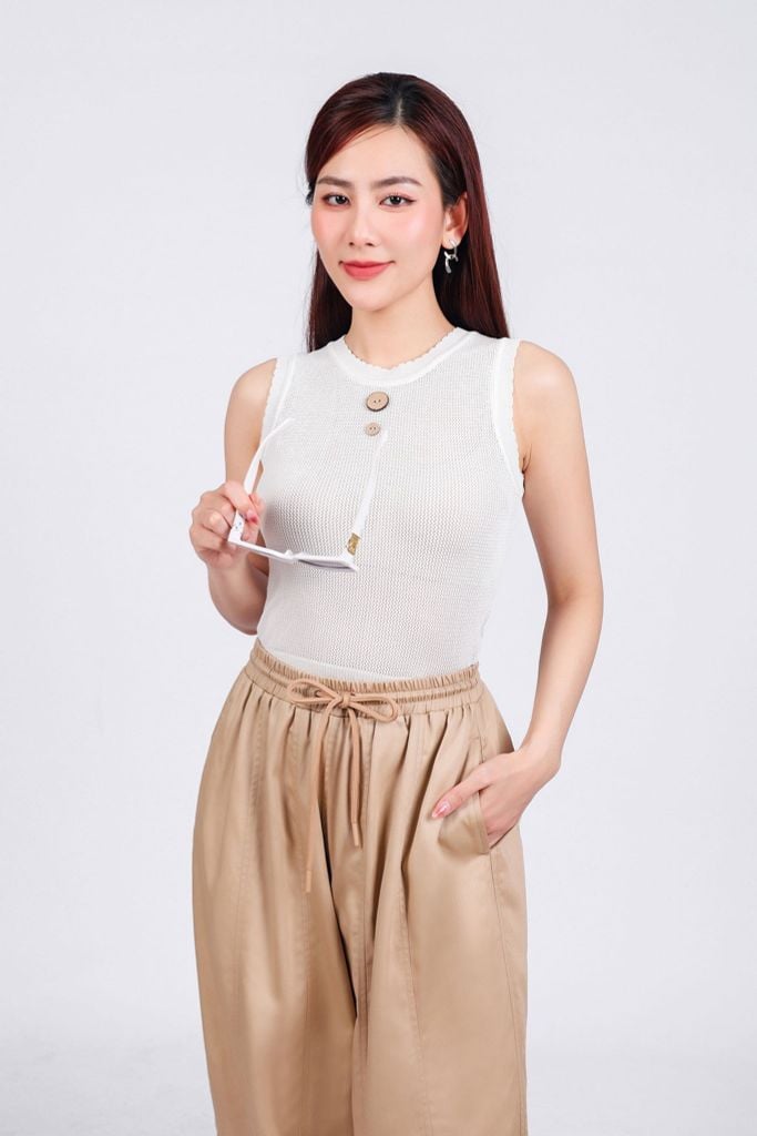 FQD51151 - Quần dài dạo phố vải kaki dáng bomber cạp chun co giãn phối dây nơ tạo kiểu - PANTIO