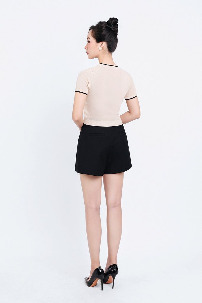 FAT3378 - Áo thun dệt kim thời trang cao cấp dáng ôm cổ tròn họa tiết thêu trước ngực - PANTIO