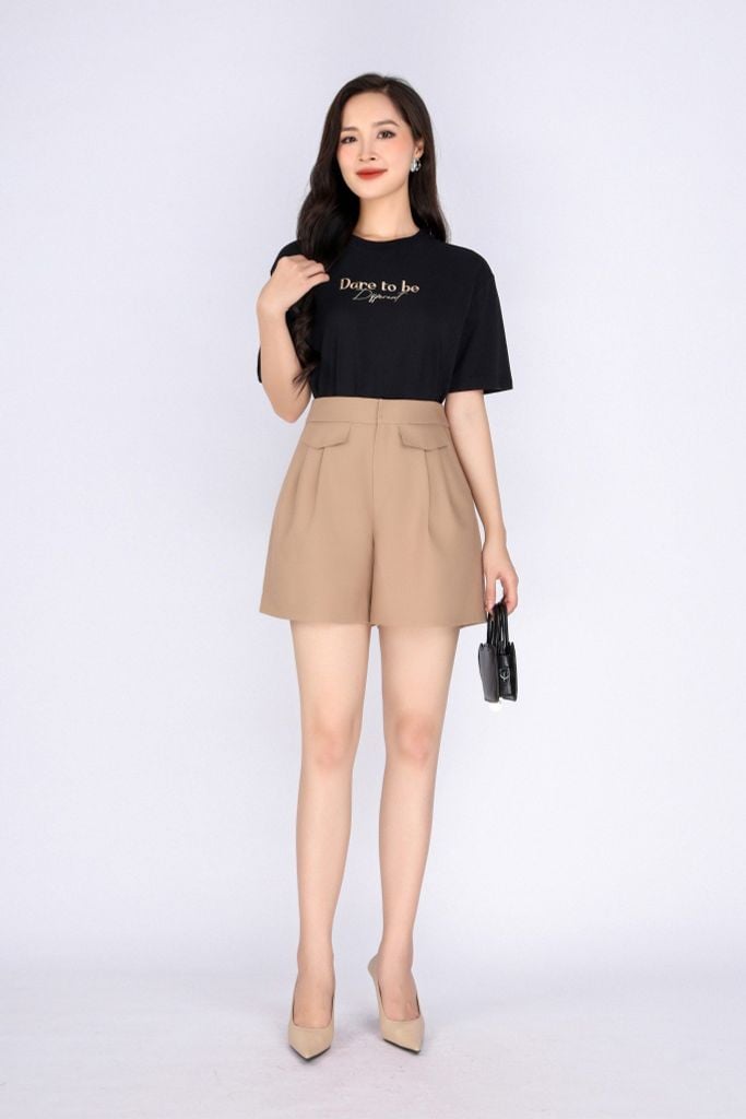 FAT3385 - Áo thun dạo phố vải cotton dáng suông cổ tròn thân phối hình in trang trí - PANTIO