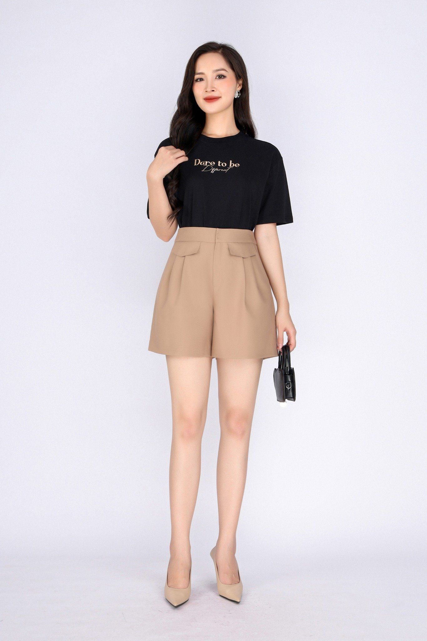 FAT3385 - Áo thun dạo phố vải cotton dáng suông cổ tròn thân phối hình in trang trí - PANTIO