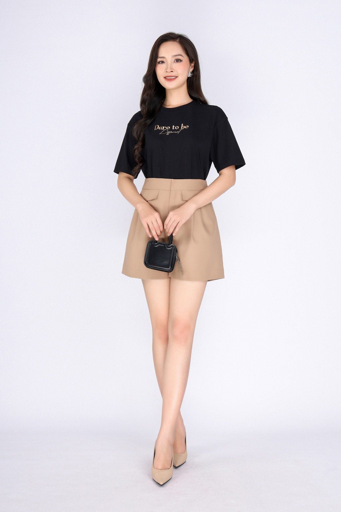 FAT3385 - Áo thun dạo phố vải cotton dáng suông cổ tròn thân phối hình in trang trí - PANTIO