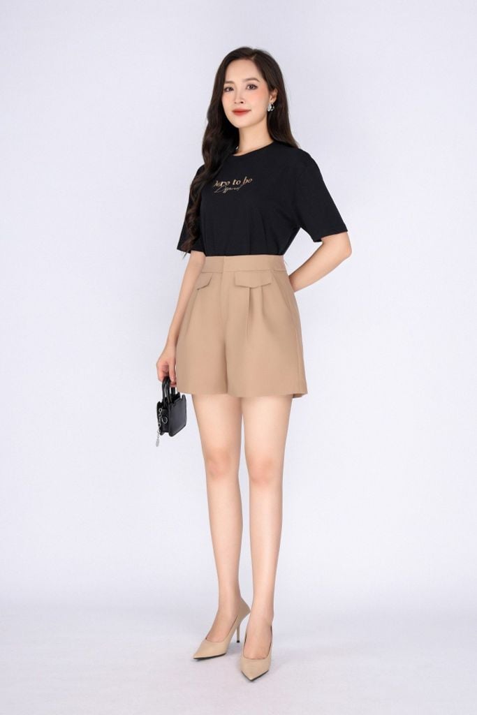 FAT3385 - Áo thun dạo phố vải cotton dáng suông cổ tròn thân phối hình in trang trí - PANTIO