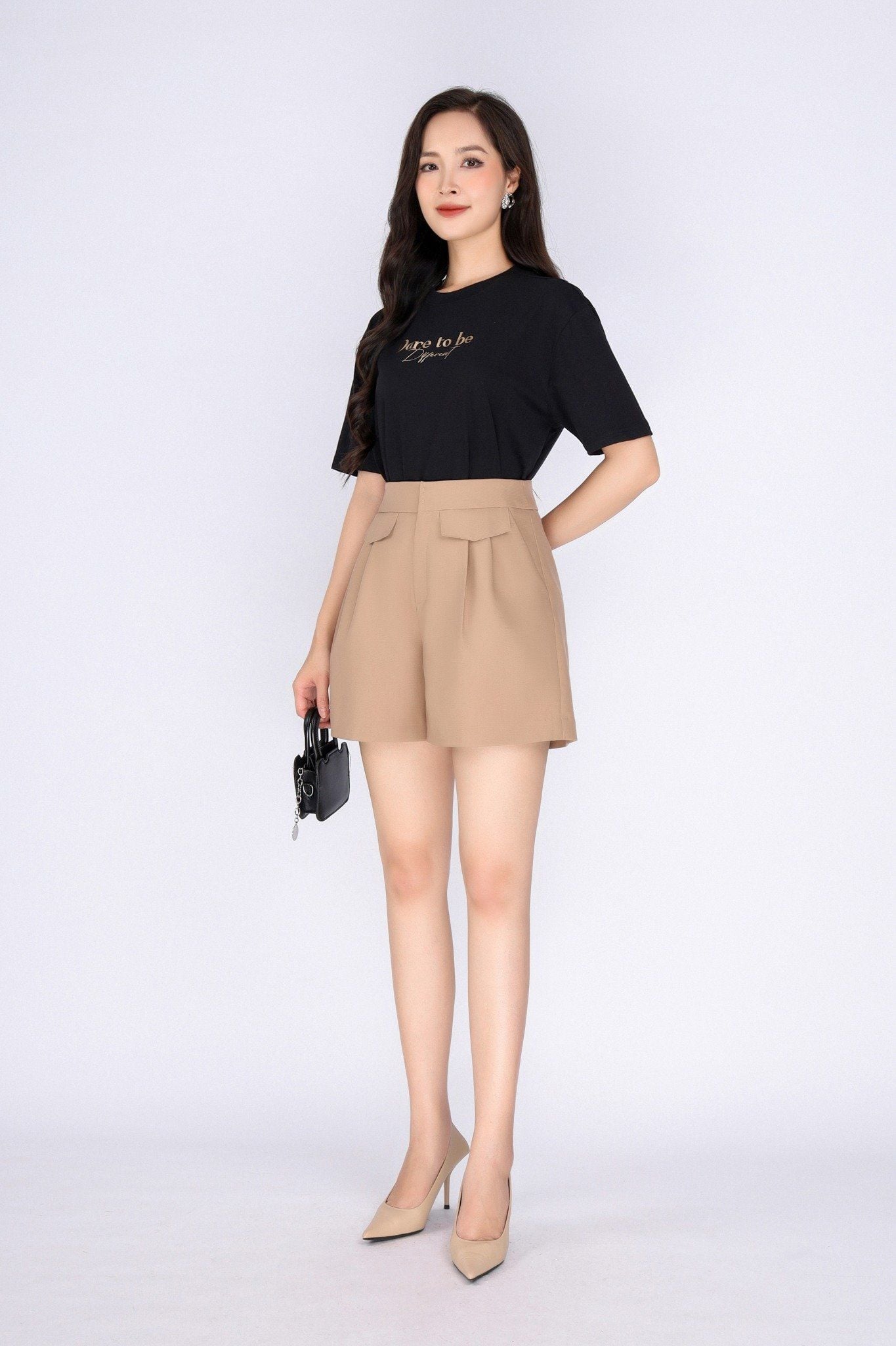 FAT3385 - Áo thun dạo phố vải cotton dáng suông cổ tròn thân phối hình in trang trí - PANTIO