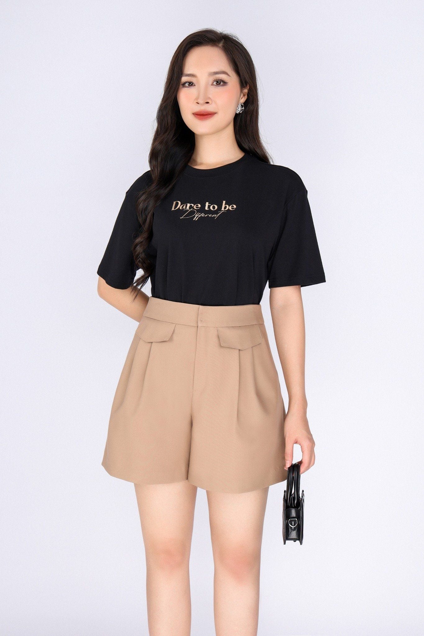 FAT3385 - Áo thun dạo phố vải cotton dáng suông cổ tròn thân phối hình in trang trí - PANTIO