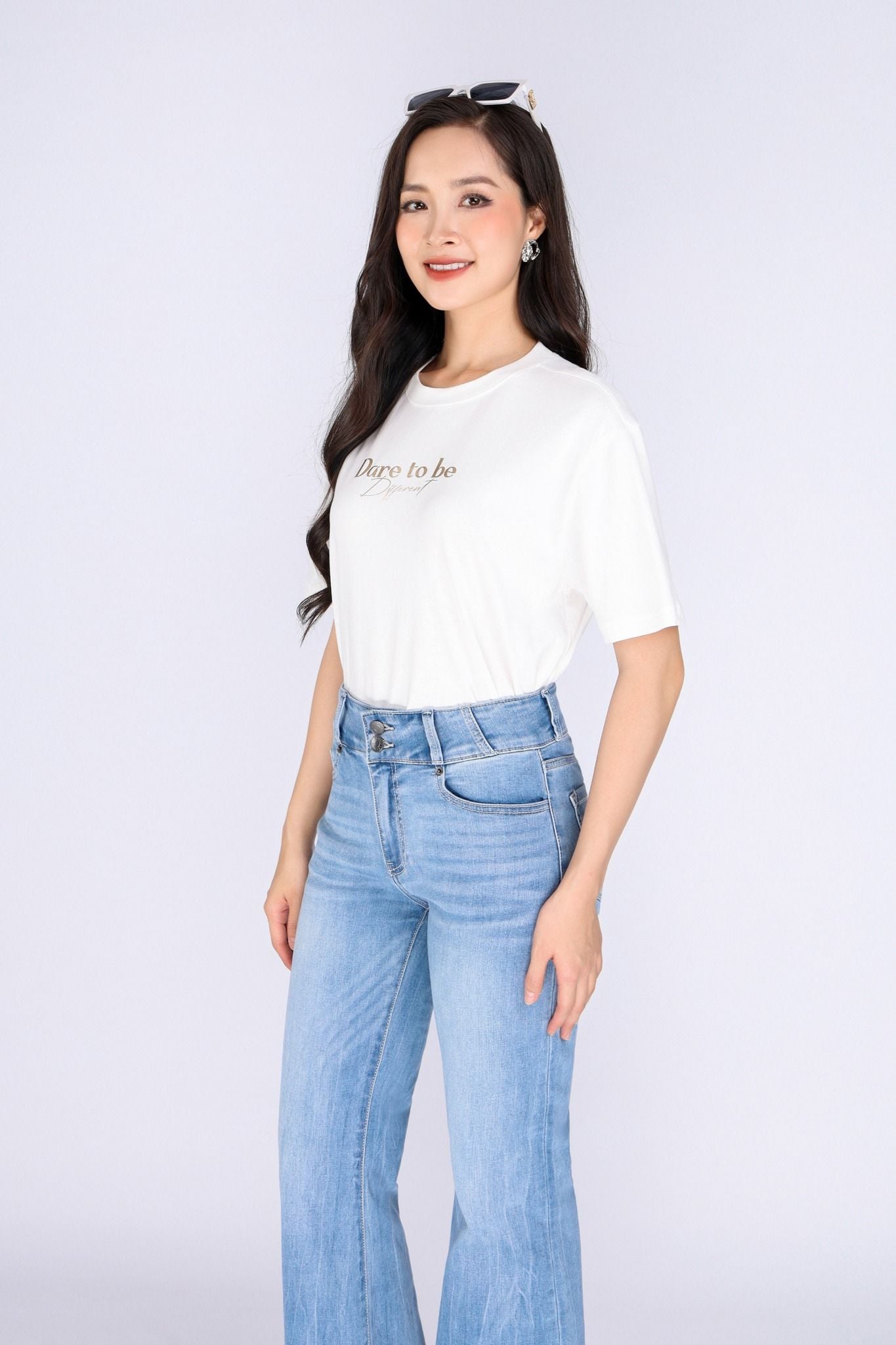 FAT3385 - Áo thun dạo phố vải cotton dáng suông cổ tròn thân phối hình in trang trí - PANTIO