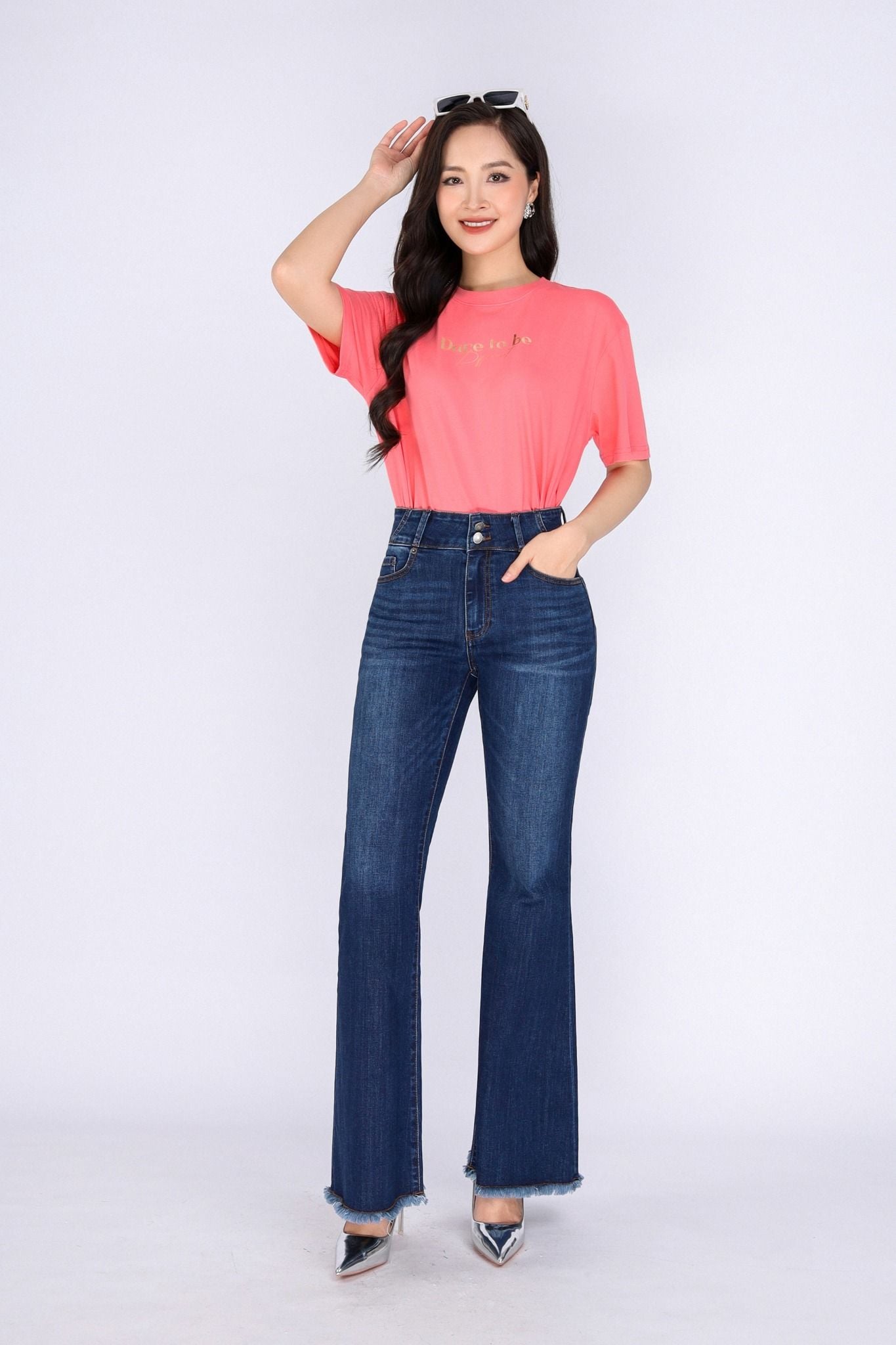 FAT3385 - Áo thun dạo phố vải cotton dáng suông cổ tròn thân phối hình in trang trí - PANTIO